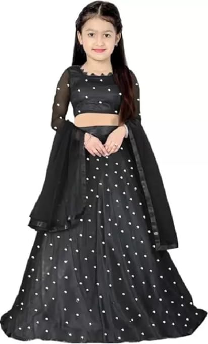 Girls Net Simple Designer Semi Stitched Lehenga Choli With Dupatta
