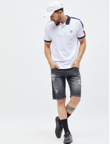 White Cotton Polo T-Shirt By Grunt for Men