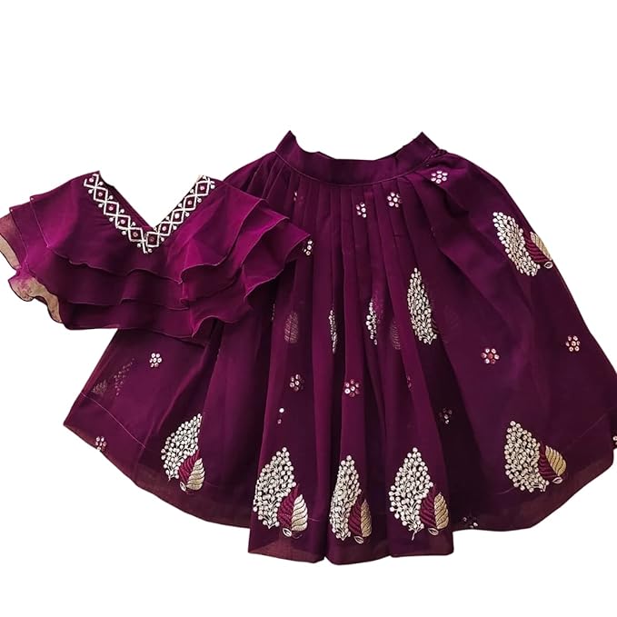 Baby Girl's Readymade Ethnic Wear Georgette Lehenga & crop top Set