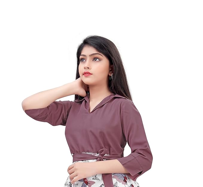 Aarya Designer Women Crepe Printed Collar Neck Full Lenth Gown