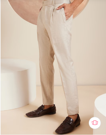 Men Smart Tapered Fit Easy Wash Pleated Formal Trouser