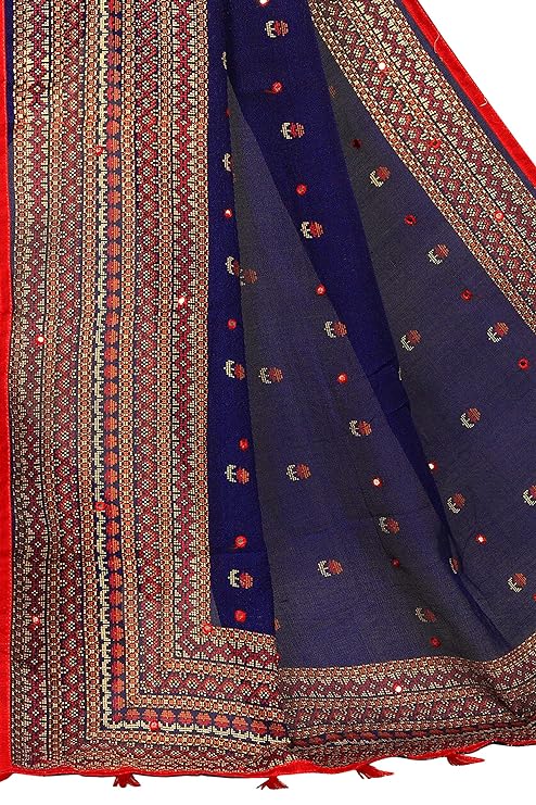 Winza Designer Jute cotton silk Mirror embroidery work saree with blouse