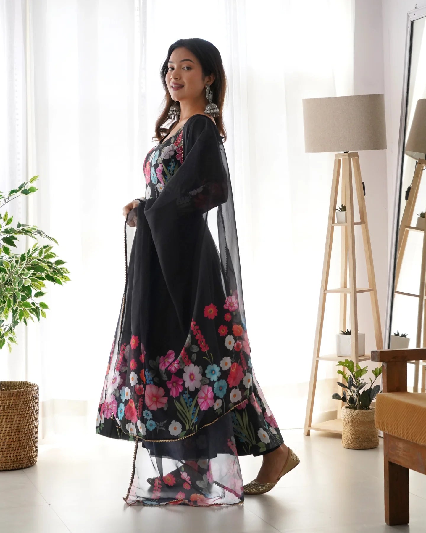 Designer Black Printed Anarkali Suit