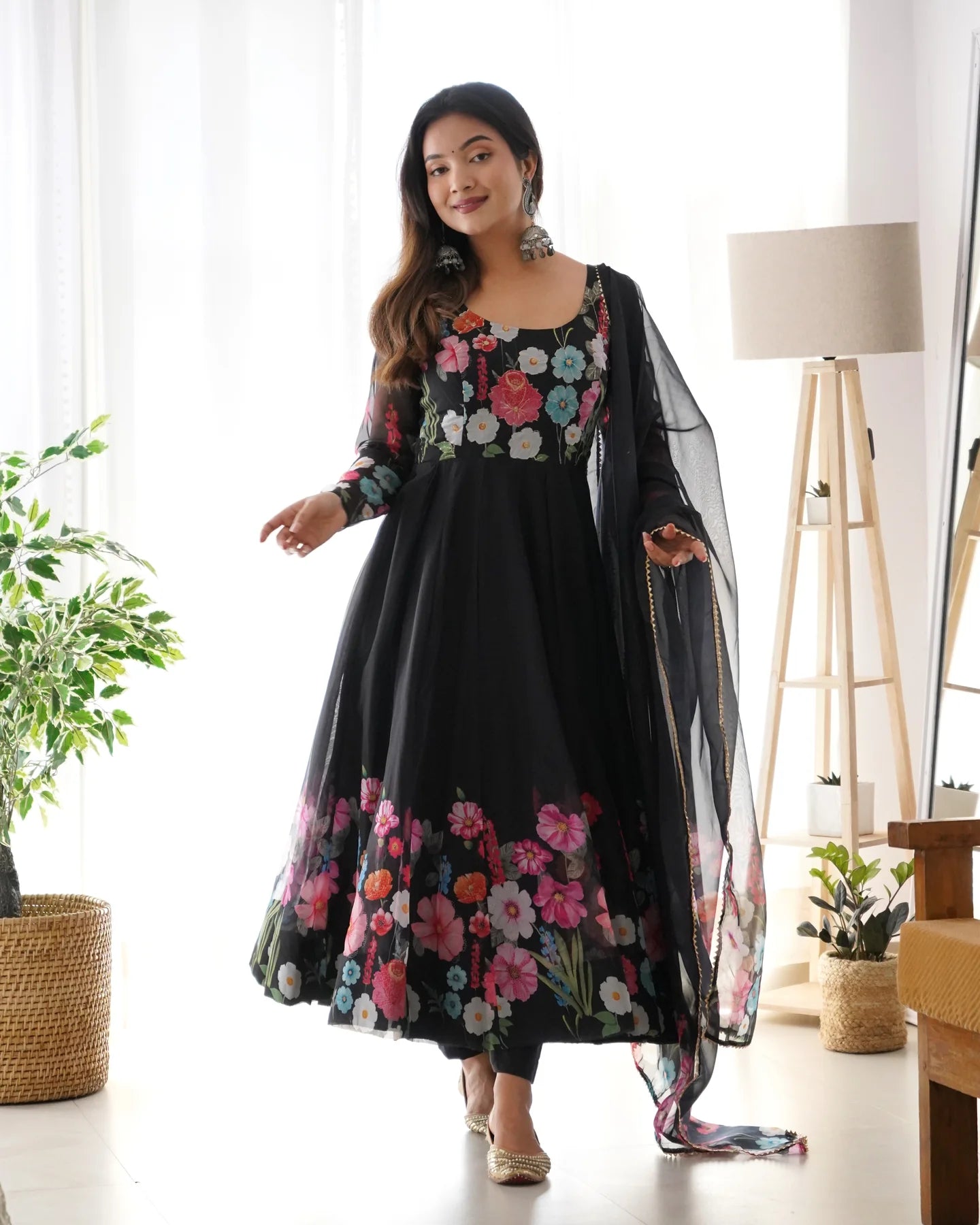 Designer Black Printed Anarkali Suit